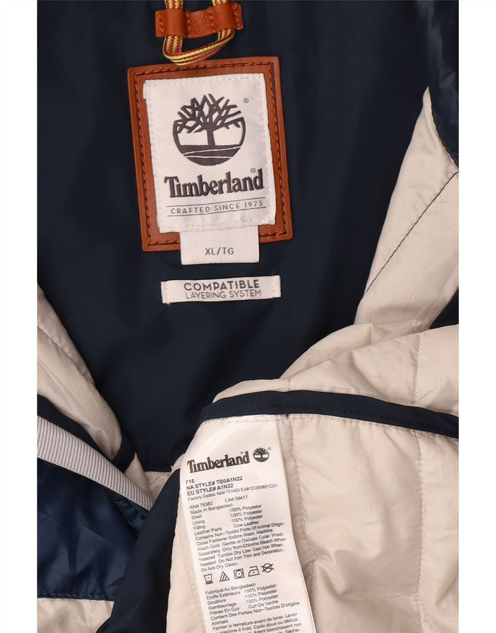 TIMBERLAND Mens Padded Jacket UK 42 XL Off White Colourblock Polyester