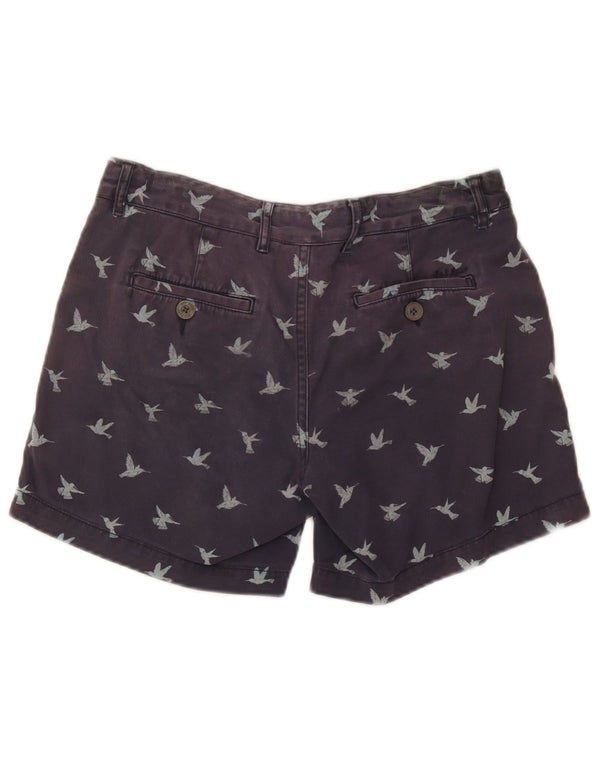 Fat Face Dame Chino Shorts UK 10 Small W30 Navy Blue Animal Print Bomuld