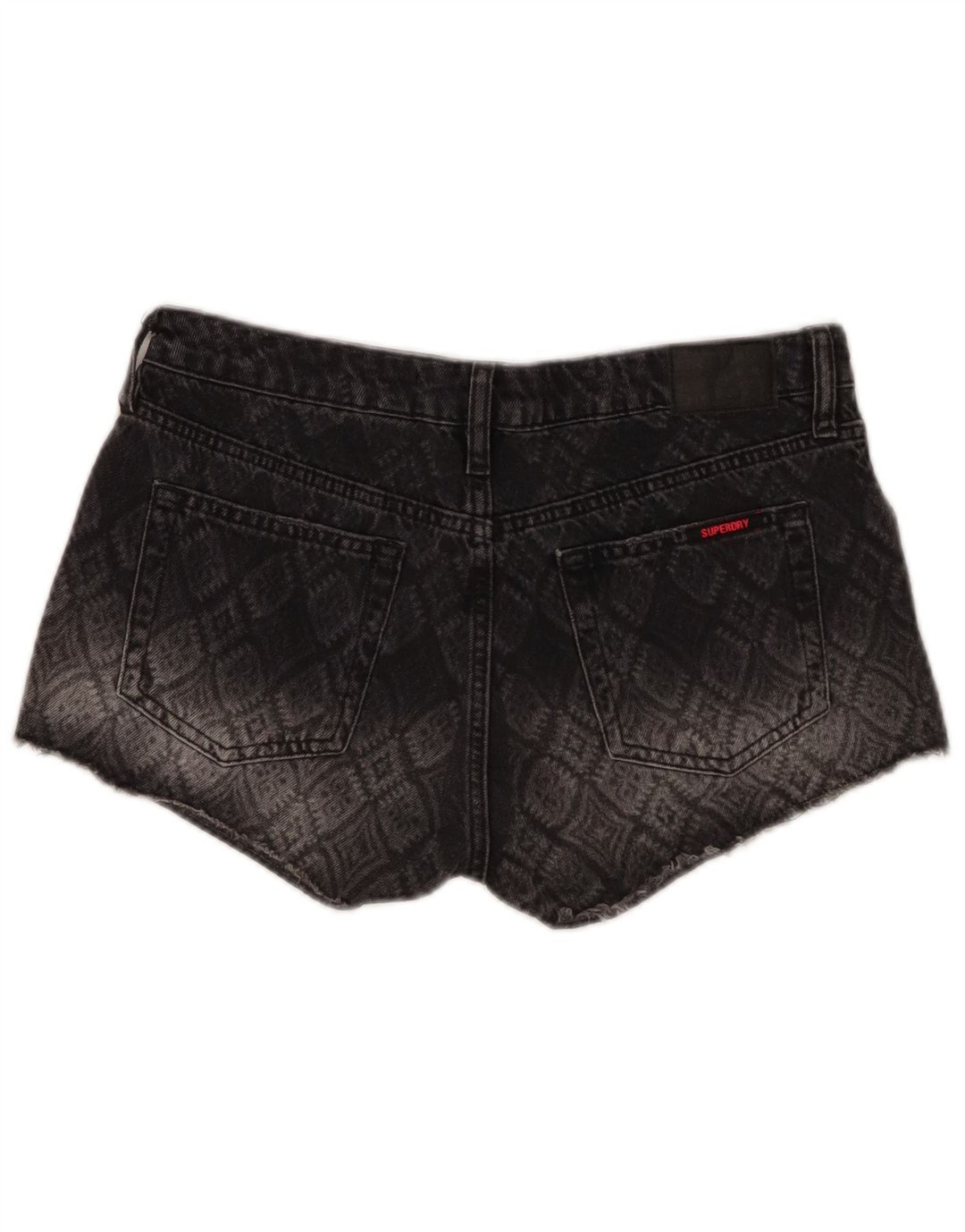 Superdry denimshorts til kvinder W29 mellemgrå geometrisk bomuld