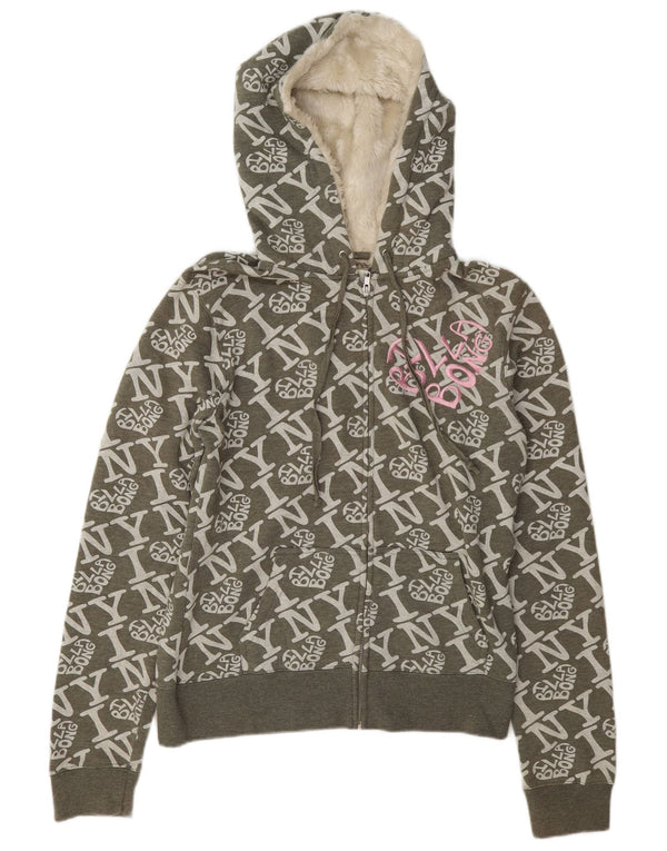 Billabong Dame Grafisk Hættetrøje Sweater UK 18 XL Grøn Bomuld
