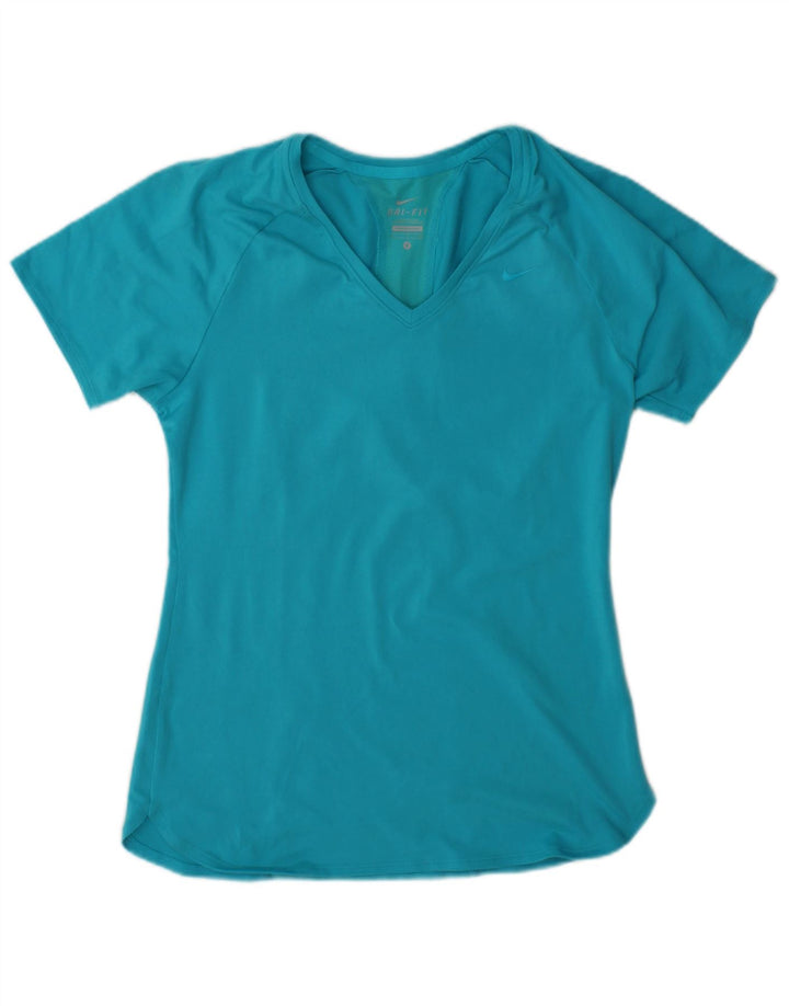 Nike Dame Dri Fit T-Shirt Top UK 10 Lille Blå