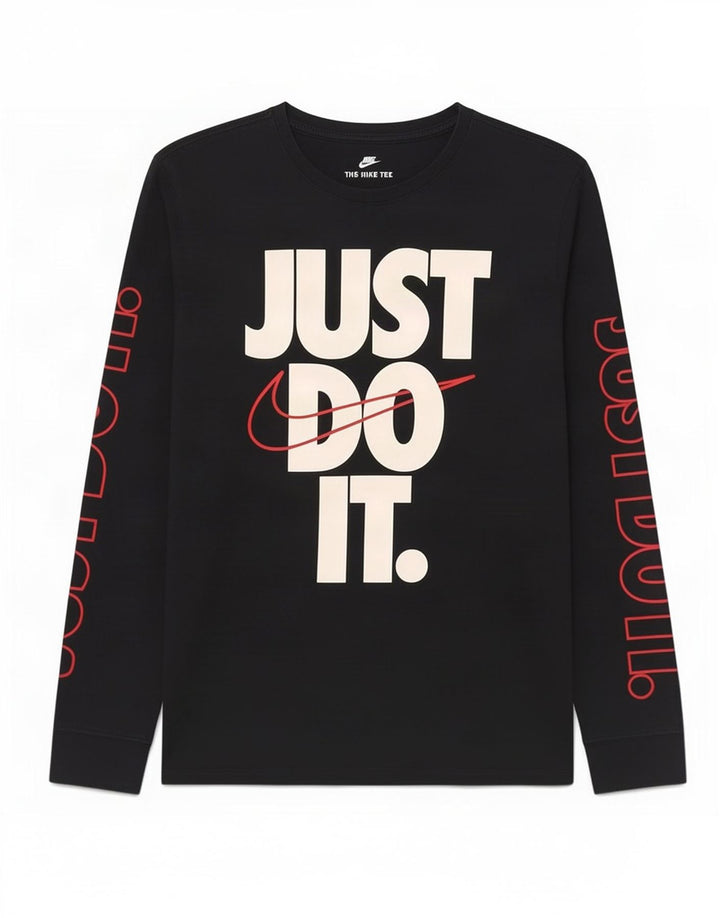 Nike Herre Athletic Cut Grafisk Top Langærmet Stor Sort Bomuld