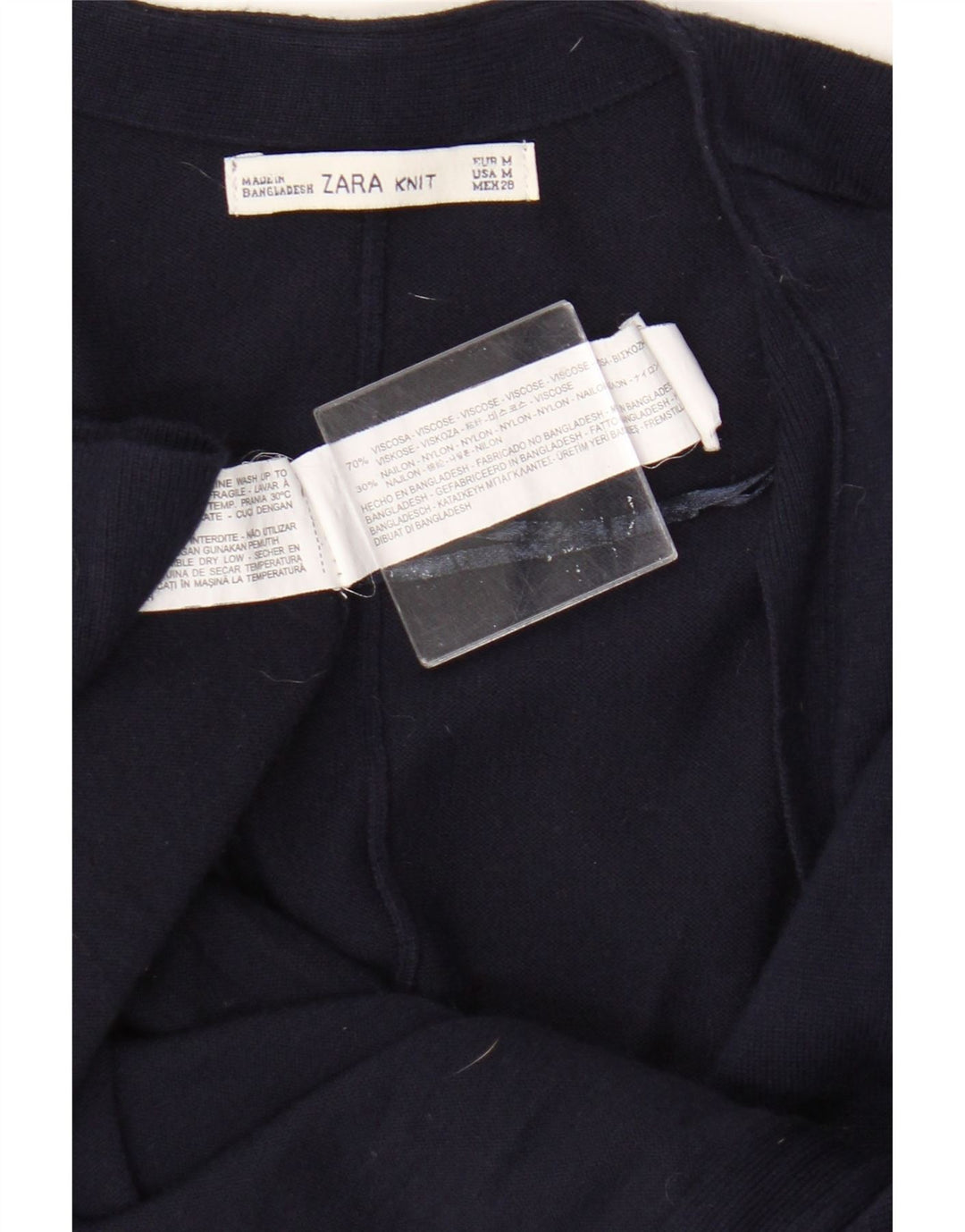 Zara 3/4 ærmet oversized cardigan sweater til kvinder UK 14 Medium Navy Blue