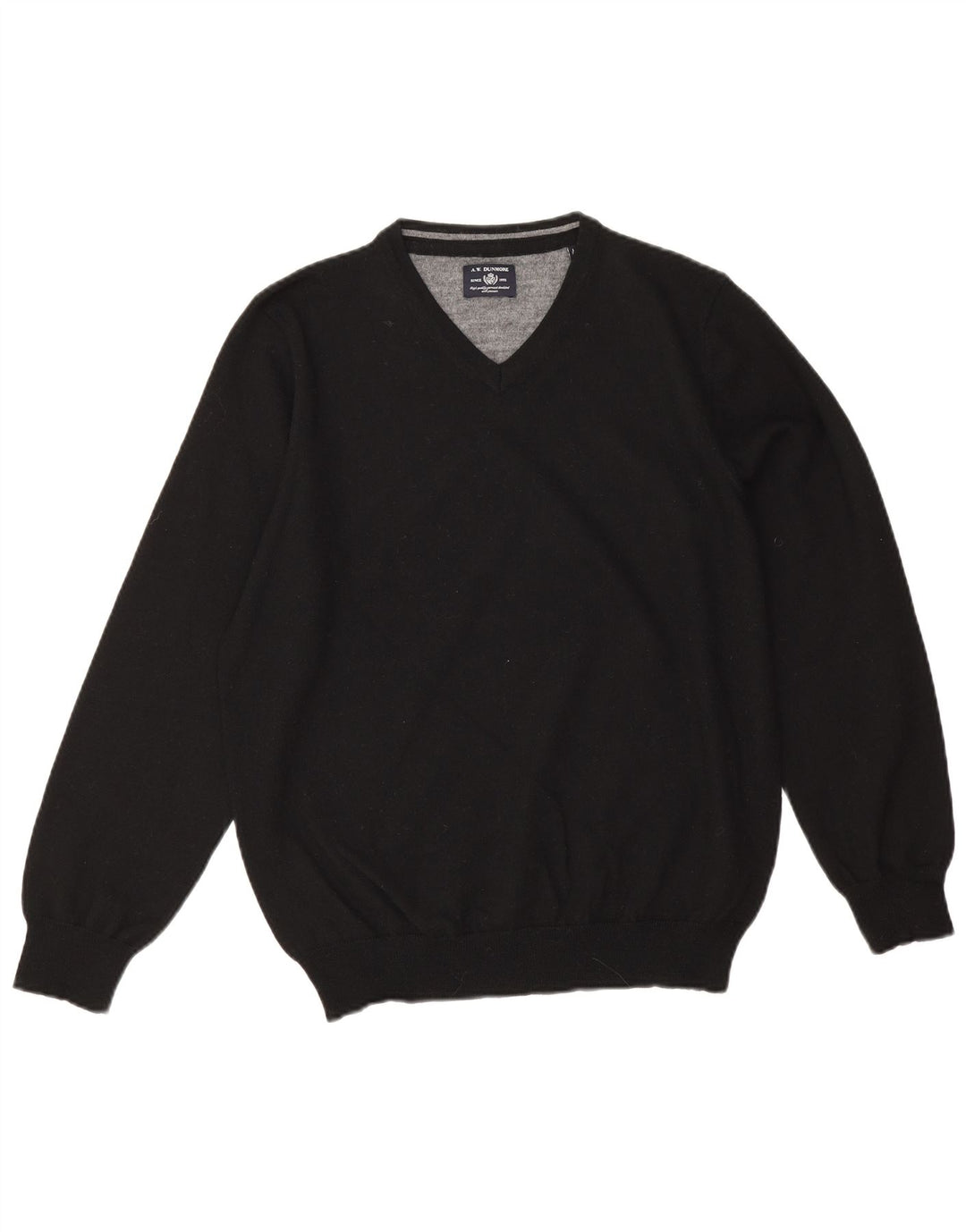 A.W.Dunmore Herre V-hals sweater IT 52 Stor sort uld