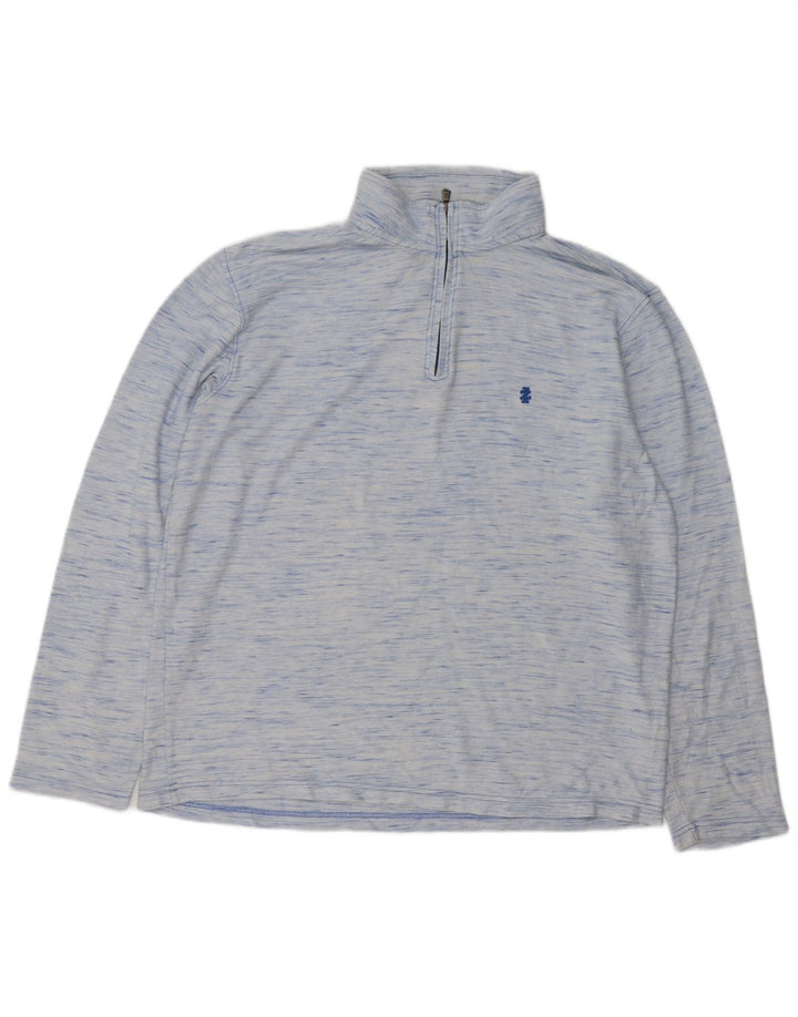 IZOD Pullover med lynlås til mænd, træningsdragt Top XL Blå Flecked Bomuld