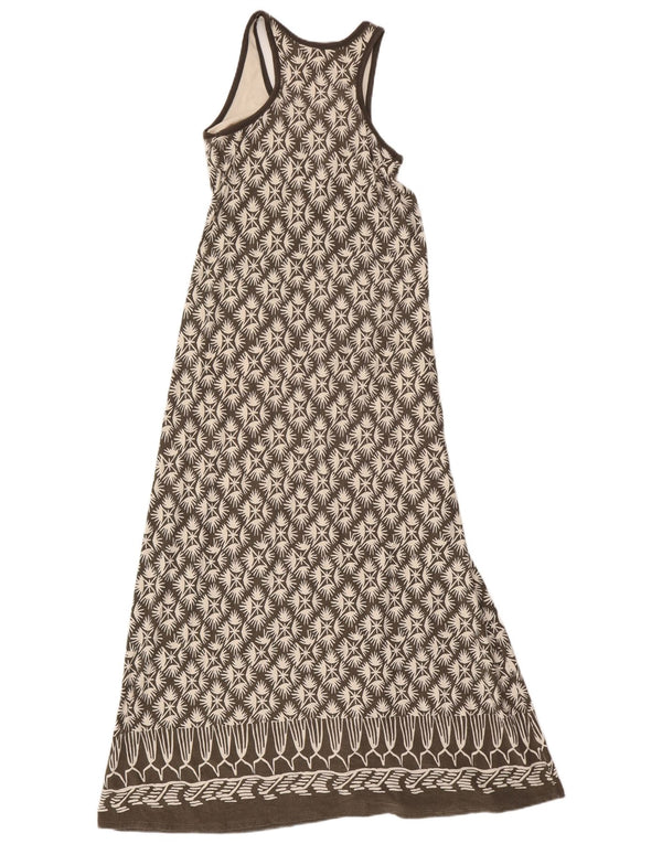 Athleta Dame ærmeløs Maxikjole UK 12 Medium Grey Geometrisk Bomuld