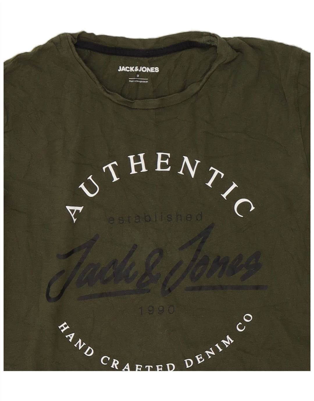 JACK & JONES Mens Graphic T-Shirt Top Medium Khaki Cotton Vintage Jack & Jones and Second-Hand Jack & Jones from Messina Hembry 