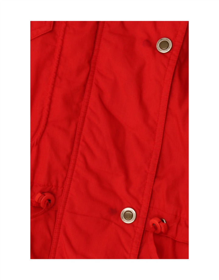 Vintage polstret frakke til kvinder UK 22 3XL rød polyester