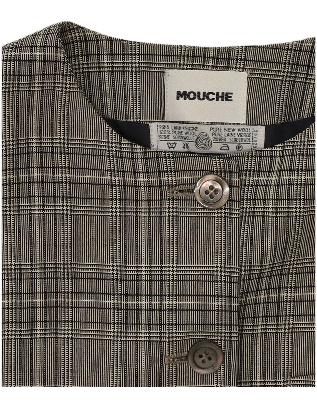 Mouche Dame 5-knaps blazerjakke UK 14 Medium Grey Houndstooth