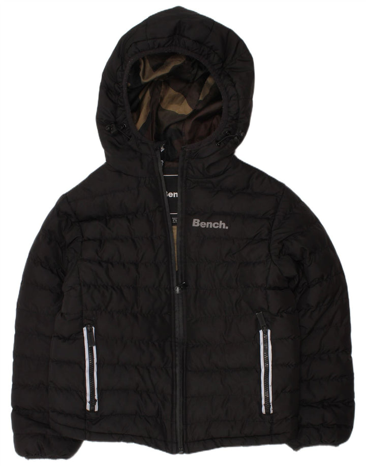 BENCH Boys Hooded Padded Jacket 5-6 Years Black Polyester