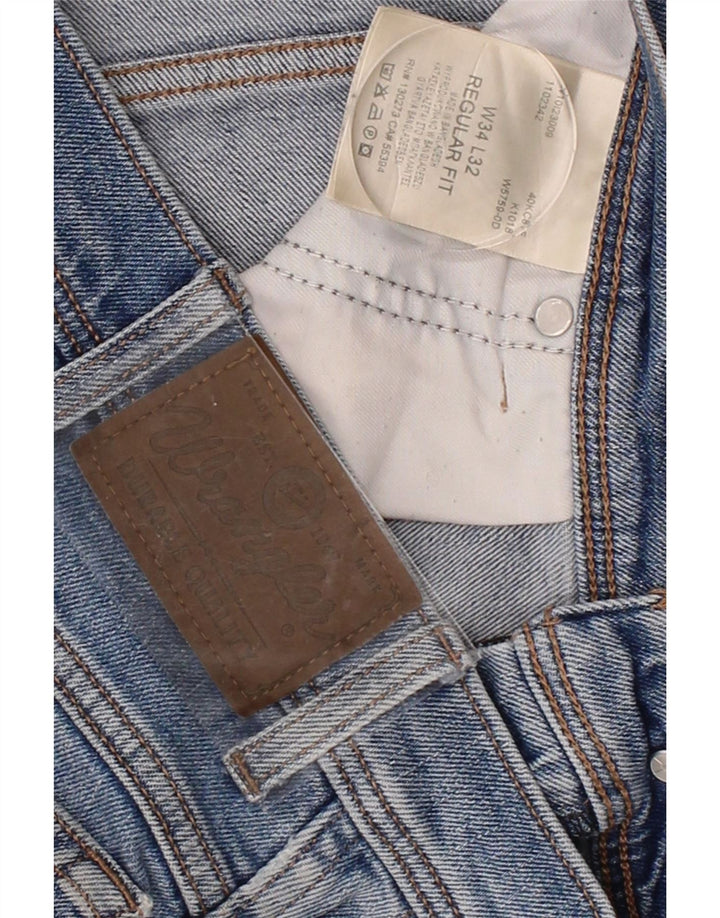 WRANGLER Mens Straight Jeans W34 L32 Blue Cotton Vintage Wrangler and Second-Hand Wrangler from Messina Hembry 