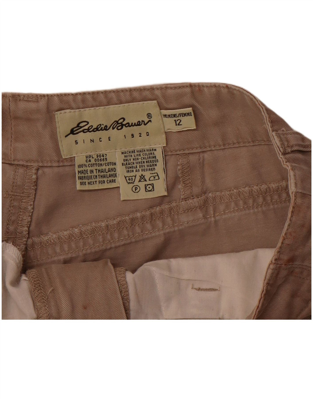 EDDIE BAUER kvinders højtaljede chinoshorts US 12 Large W30 Beige
