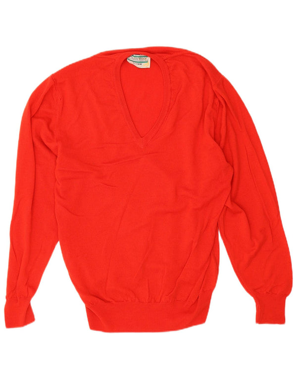 Vintage Herre V-hals sweater IT 50 Medium Rød Cashmere
