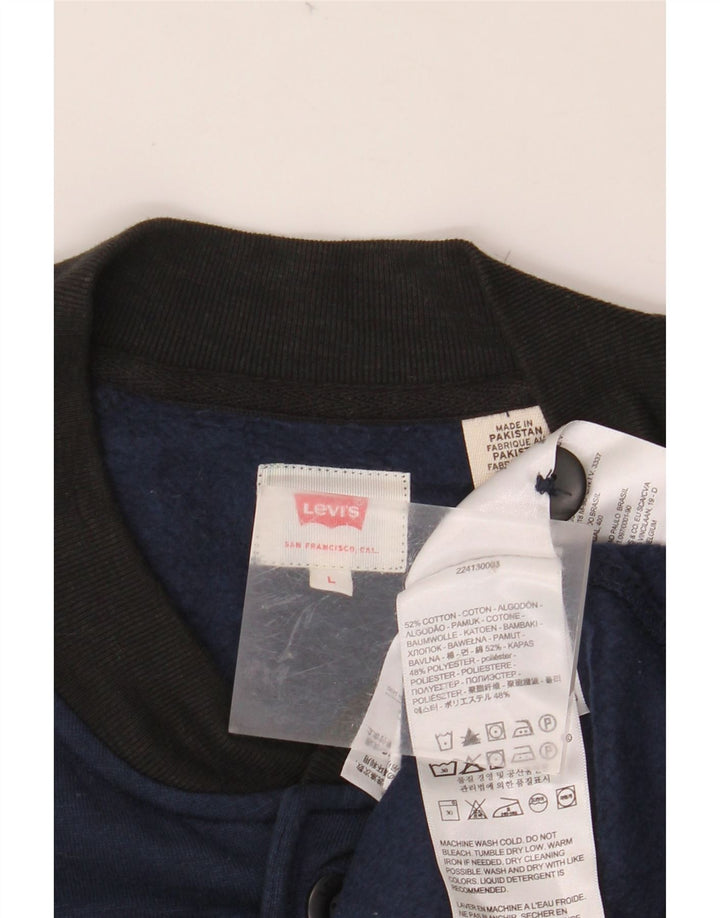 LEVI'S Herre Varsity Jacket UK 40 Large Navy Blue Colourblock Bomuld