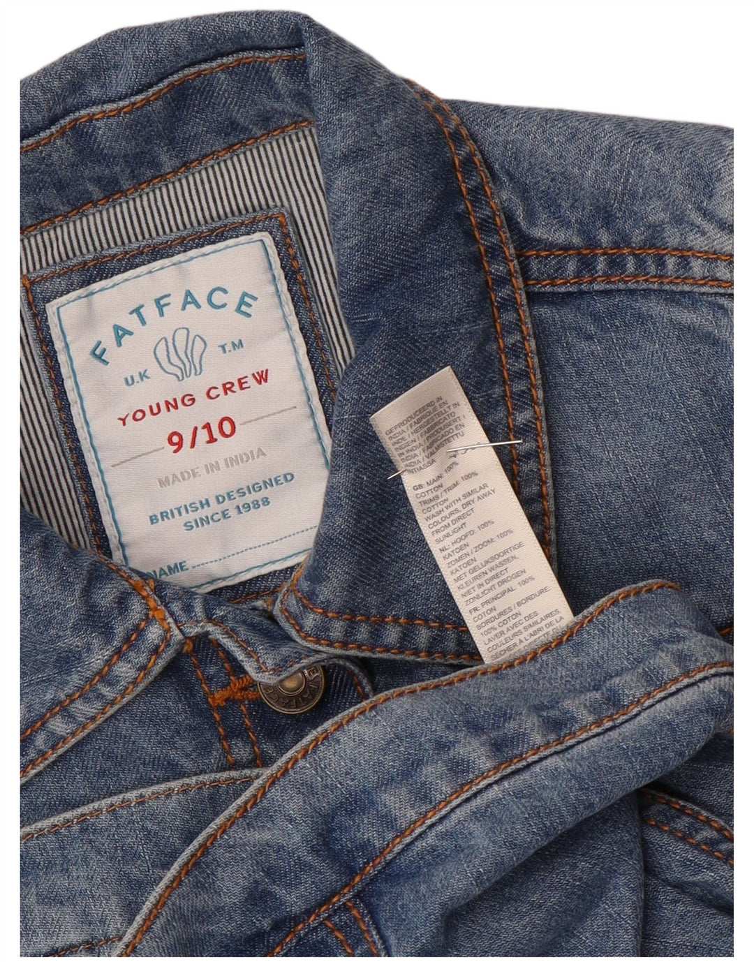 Fat Face piger denimjakke 9-10 år blå bomuld