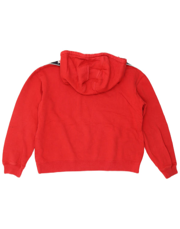 Champion Dame Grafisk Hoodie Jumper UK 14 Medium Rød Colourblock Bomuld