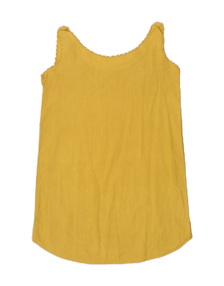 VINTAGE Womens Sleeveless Tunic Top UK 12 Medium Yellow Floral Vintage Vintage and Second-Hand Vintage from Messina Hembry 