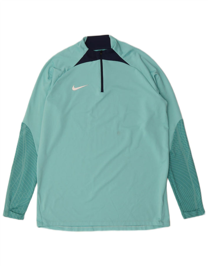 Nike Dame Dri Fit Pullover med lynlås-hals Træningsdragt Top UK 16 Stor turkis