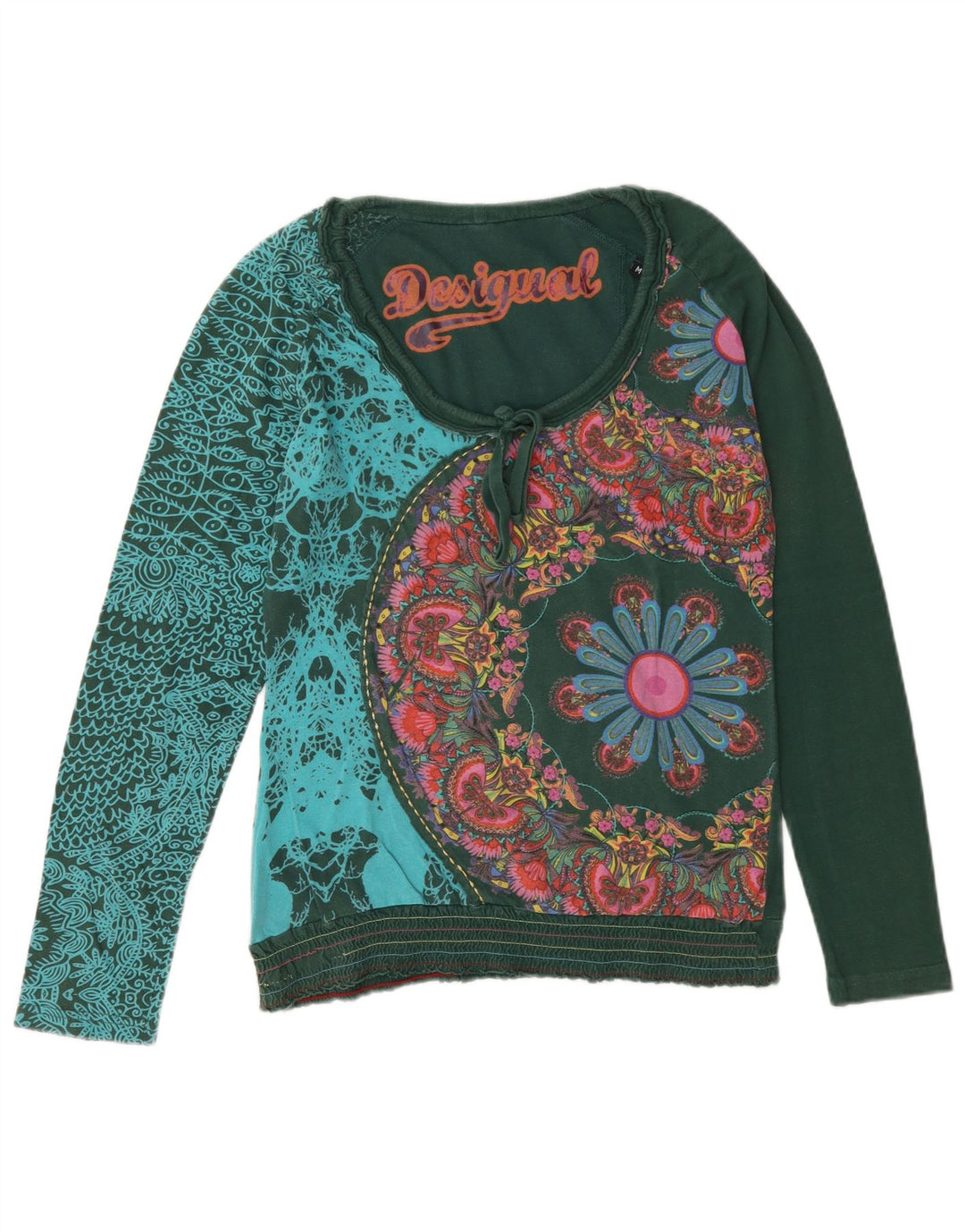 Desigual Dame Grafisk Top Langærmet UK 14 Medium Green Floral