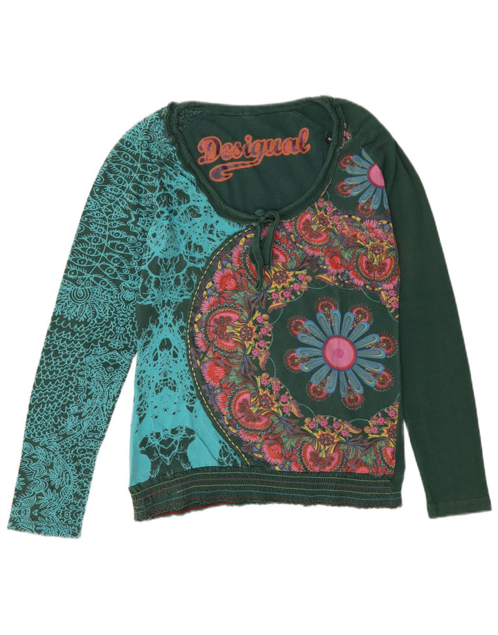 Desigual Dame Grafisk Top Langærmet UK 14 Medium Green Floral