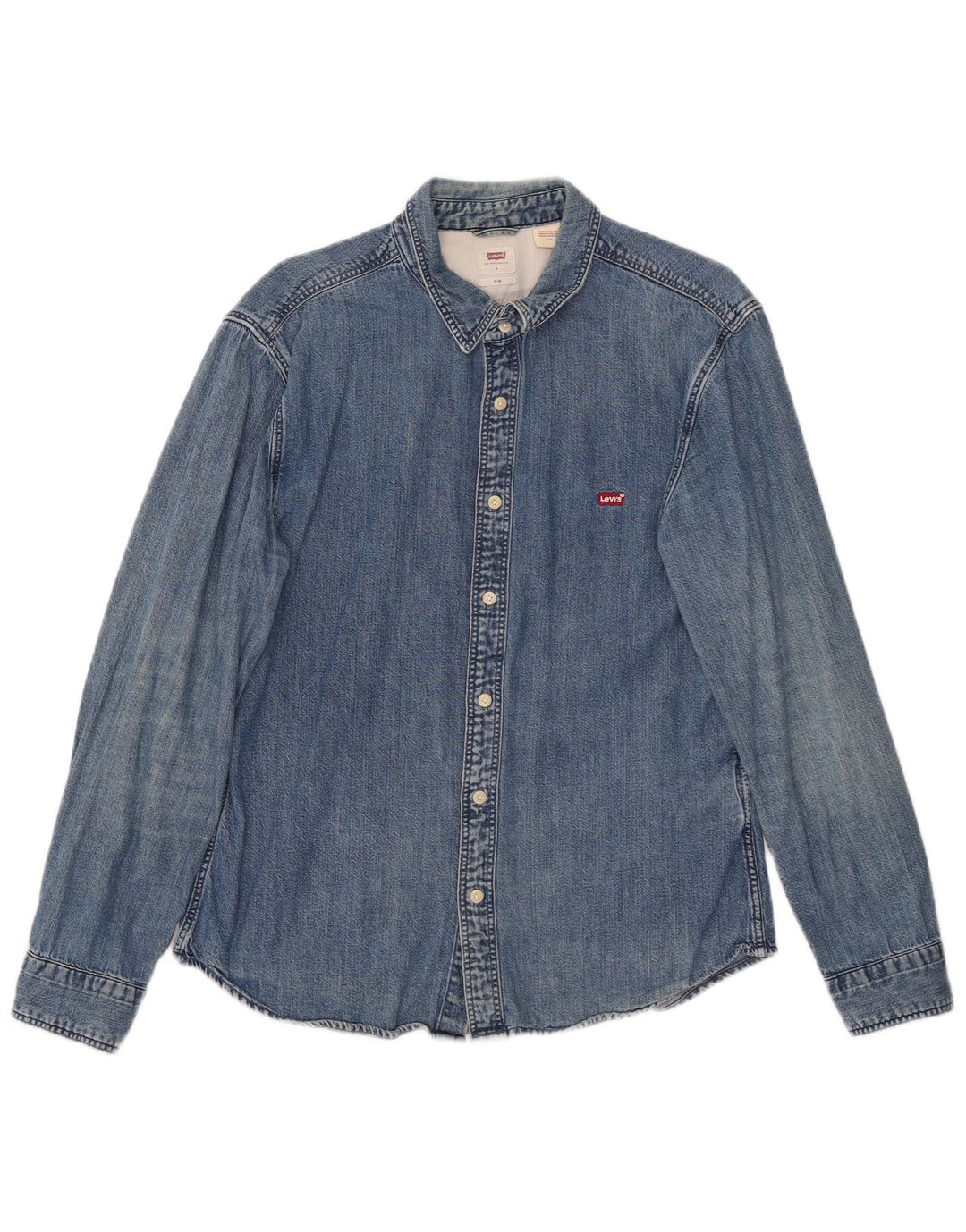 Levi's Herre Slim Denim Shirt UK 40 Large Blue Cotton