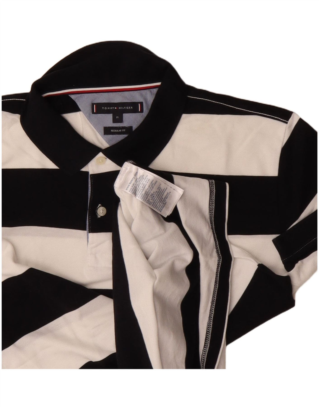 Tommy Hilfiger Herre Regular Fit Polo Shirt Medium Sort Stribet Bomuld