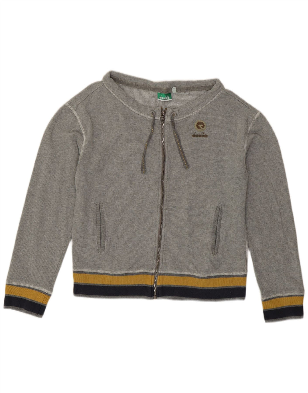 Diadora Womens Crop træningsdragt topjakke UK 14 Medium Grey Colourblock