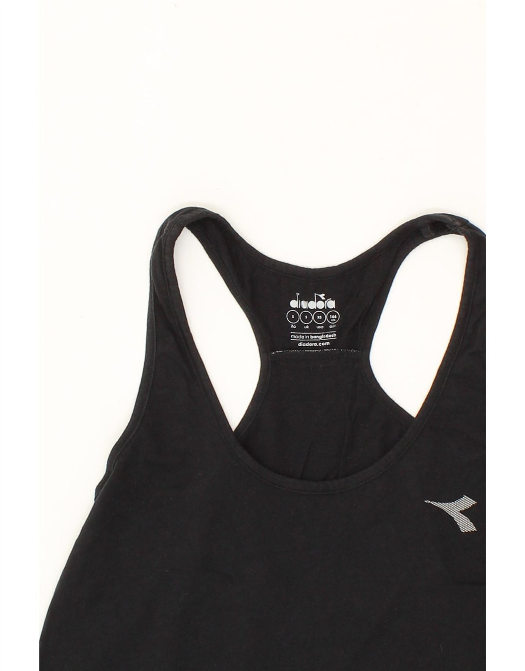 DIADORA Womens Vest Top UK 10 Small Black Cotton Vintage Diadora and Second-Hand Diadora from Messina Hembry 