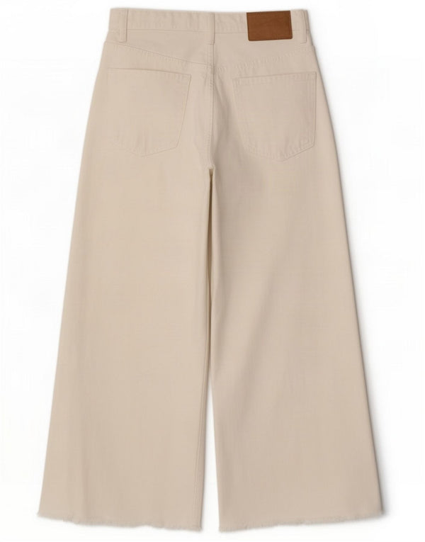 Zara Womens Crop Wide Leg Jeans EU 38 Small W28 L23 Off White