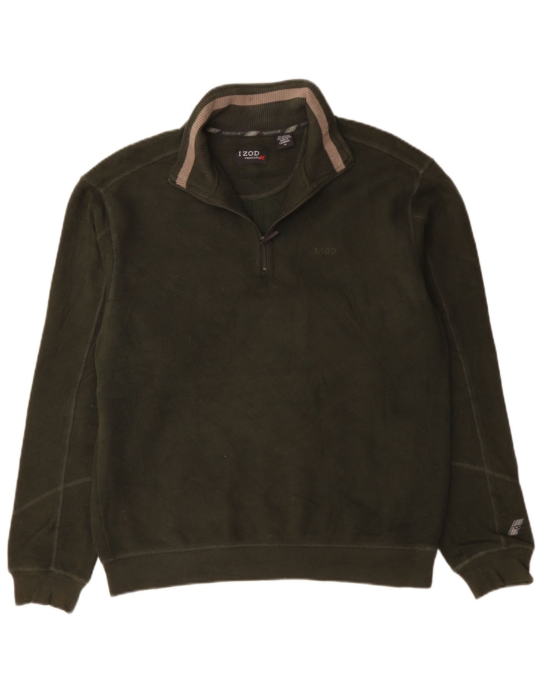 IZOD Sweatshirt med lynlås til mænd Medium Khaki Bomuld
