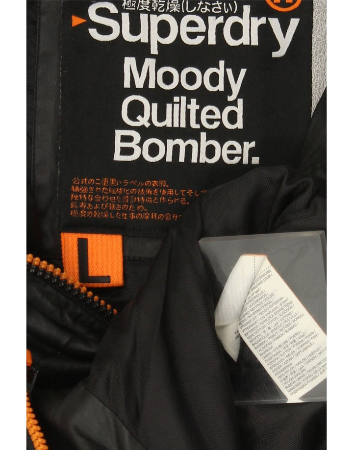 Superdry Herre quiltet bomberjakke UK 40 Stor sort nylon