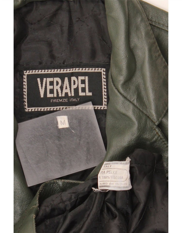 Vintage læderfrakke til kvinder UK 14 Medium Khaki Læder