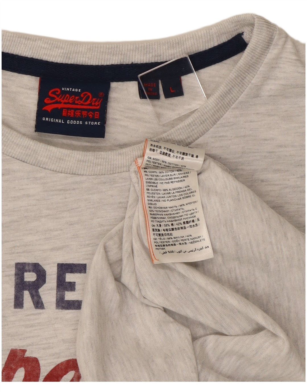 Superdry Herre grafisk top langærmet stor grå flækket bomuld