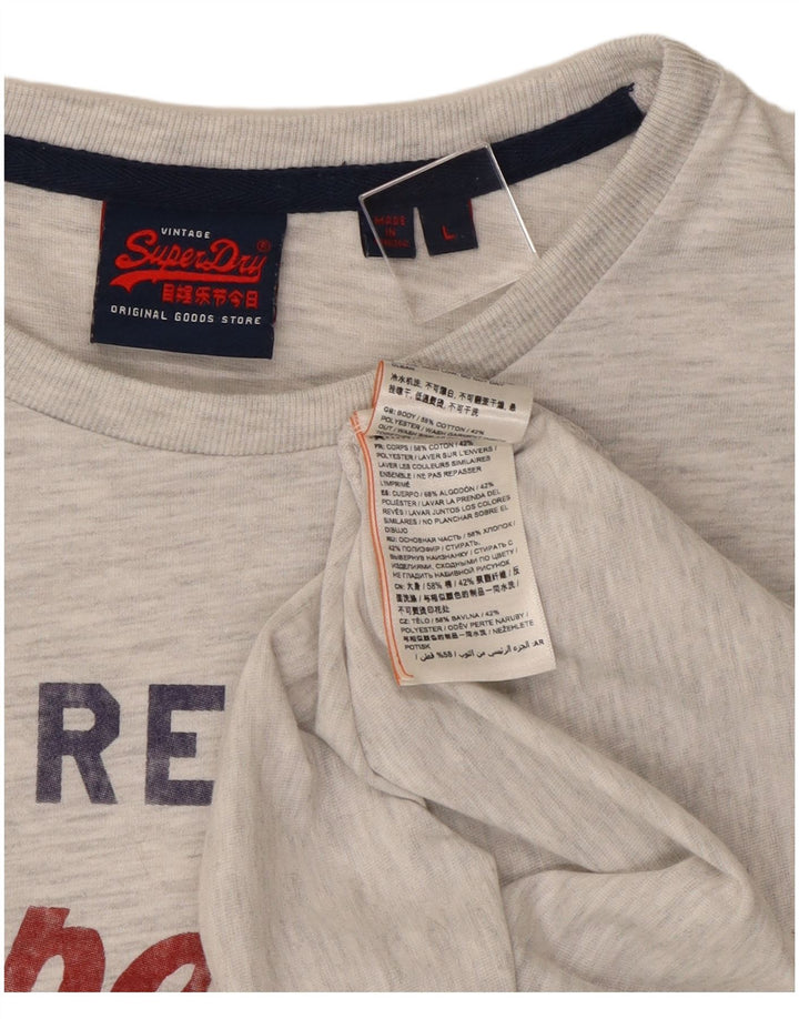 Superdry Herre grafisk top langærmet stor grå flækket bomuld