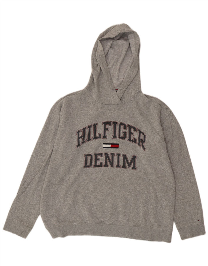 TOMMY HILFIGER Oversized grafisk hættetrøje til kvinder UK 16 Large Grå