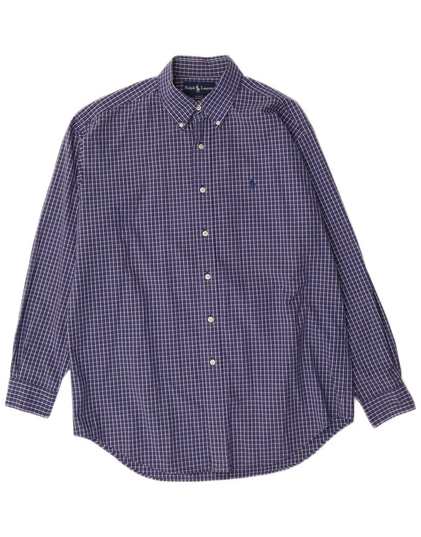 Ralph Lauren Mens Blake Relaxed Fit Shirt Medium Blue Check Cotton