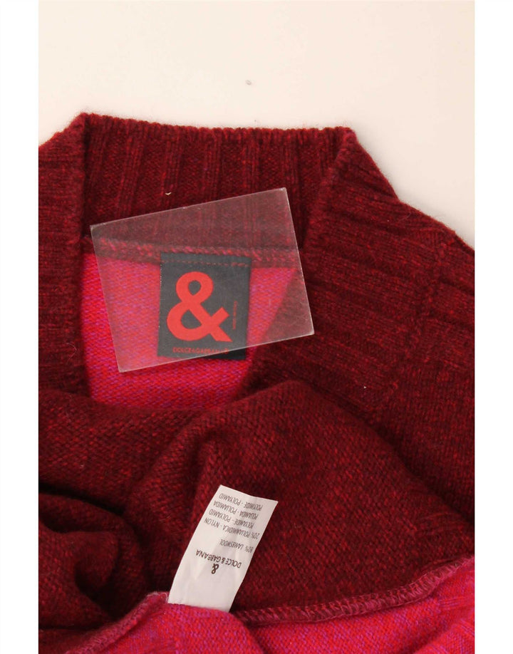 Dolce & Gabbana Dame V-hals sweater IT 44 Medium Burgundy