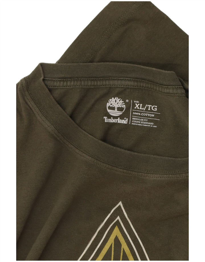 TIMBERLAND Herre Regular Fit Grafisk Top Langærmet XL Khaki Bomuld