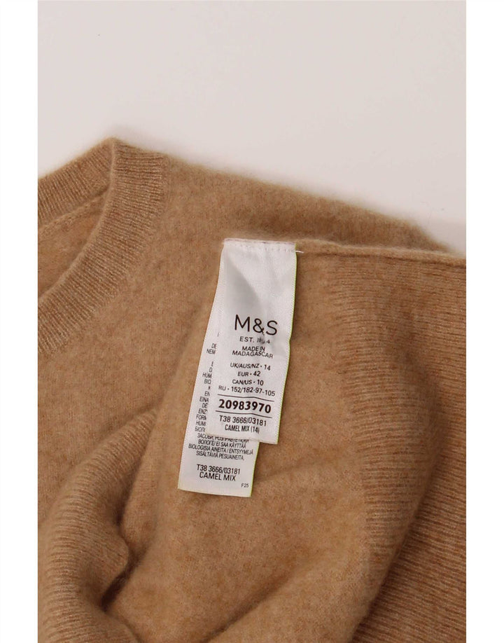 Marks & Spencer Dame sweater med rund hals DK 14 Stor Brun Geometrisk