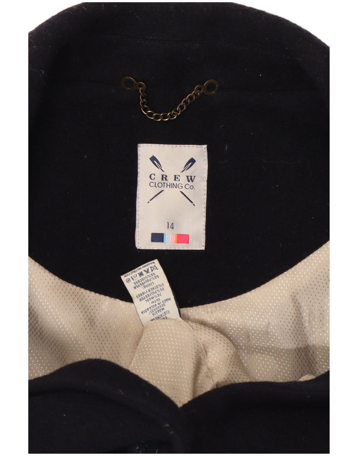CREW CLOTHING Dameoverfrakke UK 14 Stor marineblå uld