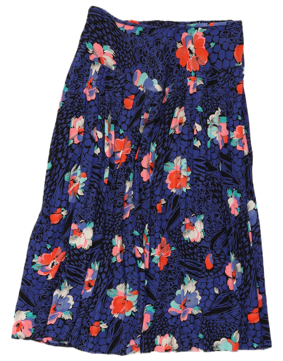 LIBRA Midi-nederdel til kvinder UK 14 Medium W30 Blue Floral Viscose