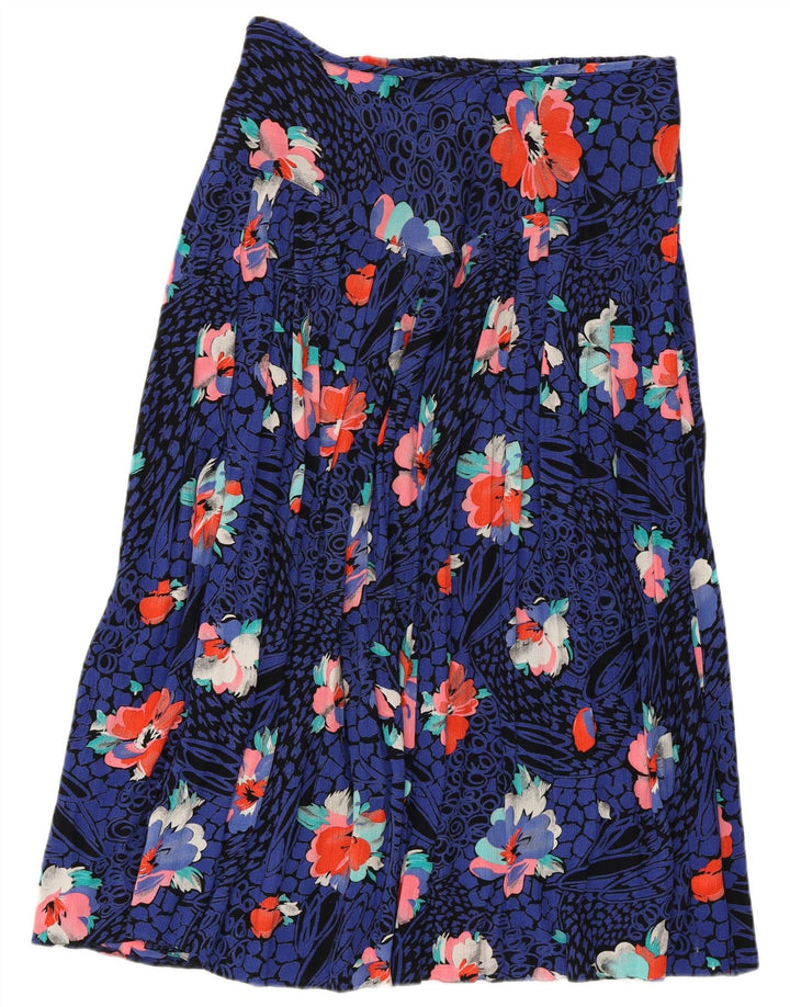 LIBRA Midi-nederdel til kvinder UK 14 Medium W30 Blue Floral Viscose