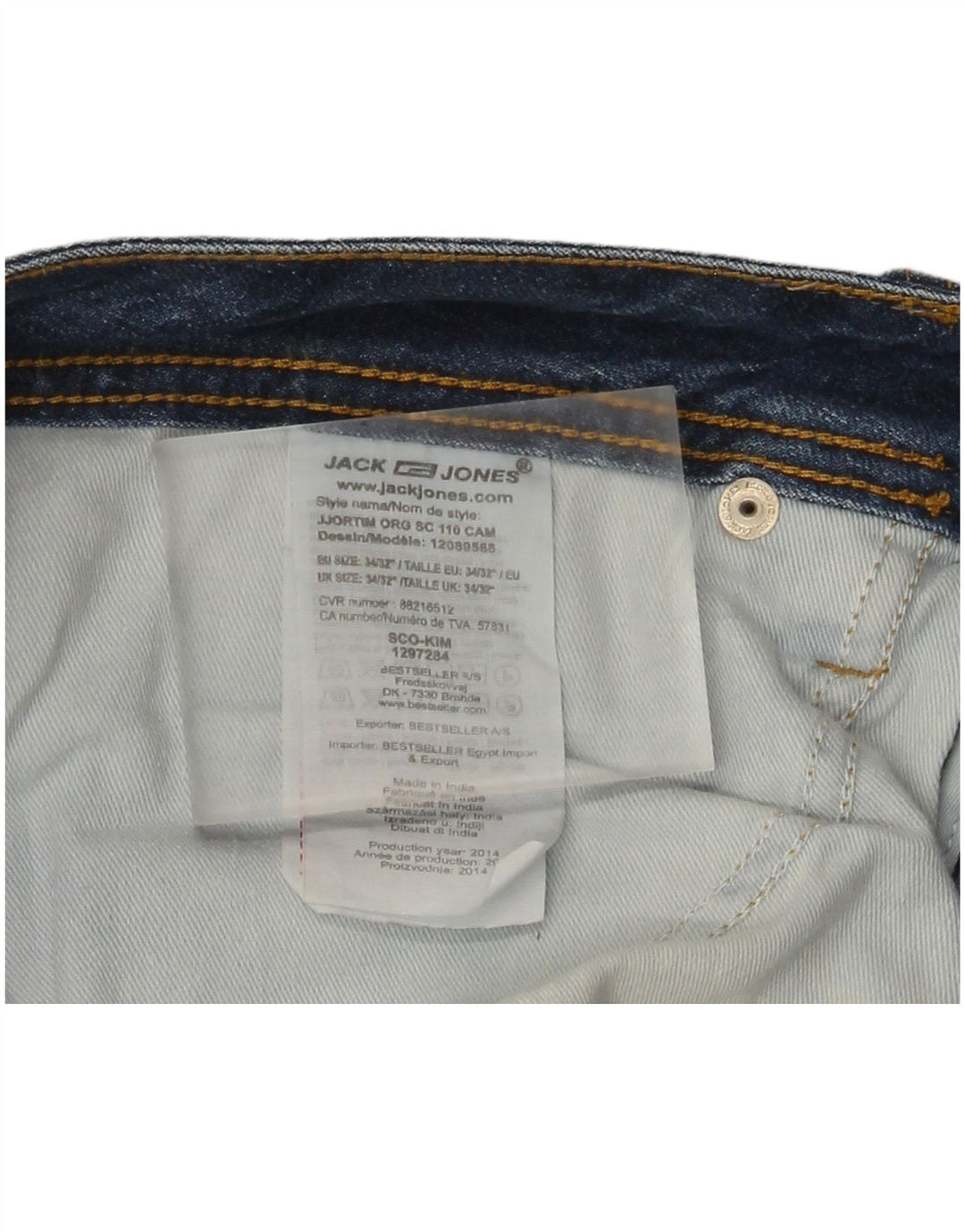 Jack & Jones Herre Distressed Straight Jeans W34 L32 Blå Bomuld