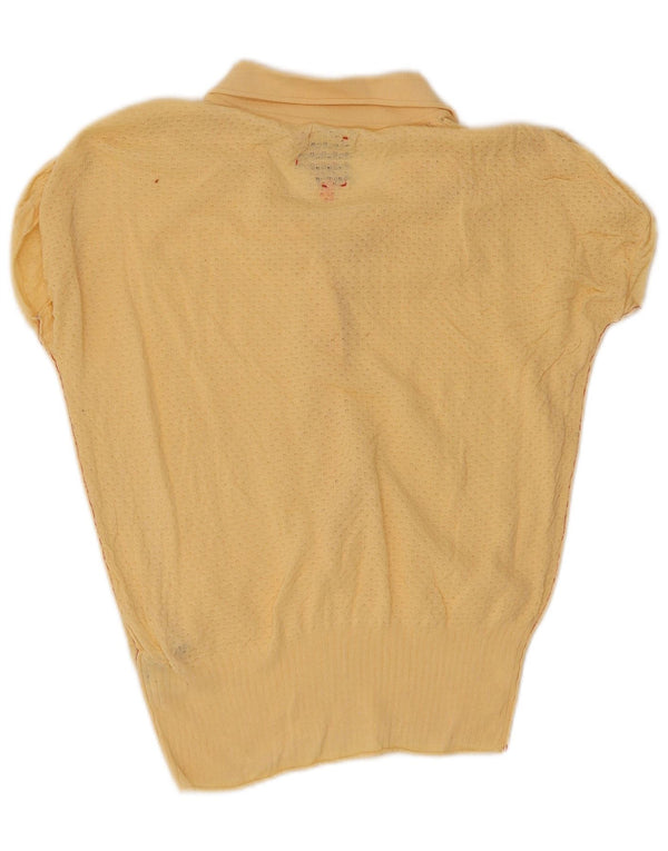 Hugo Boss Dame Kortærmet Polo Neck Jumper Sweater UK 14 Stor Gul