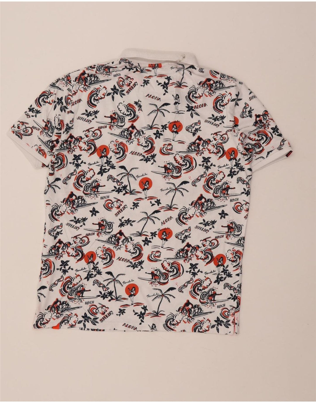 Superdry Hawaii poloshirt til mænd XL hvid bomuld