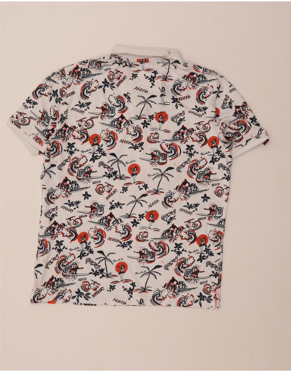 Superdry Hawaii poloshirt til mænd XL hvid bomuld