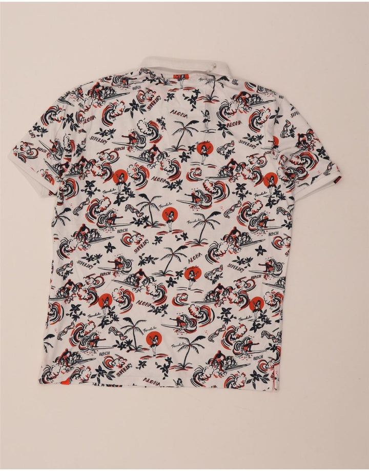 Superdry Hawaii poloshirt til mænd XL hvid bomuld
