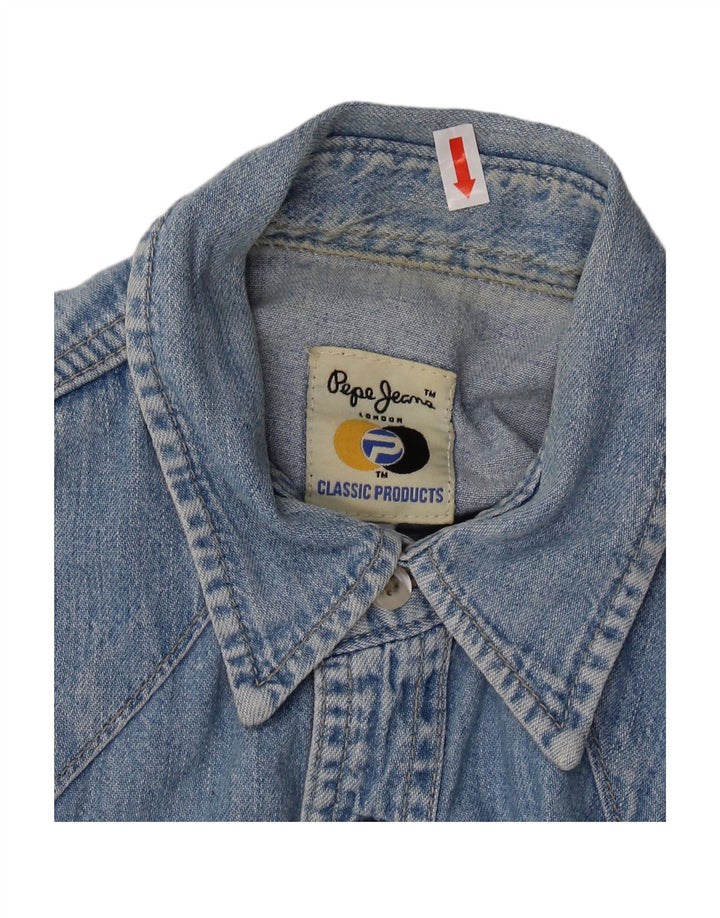 PEPE JEANS Mens Denim Shirt Medium Blue Cotton