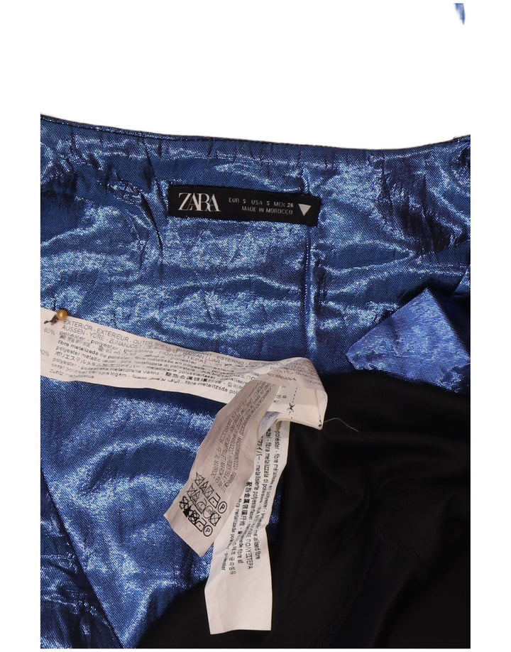 Zara Dame A-Line Kjole UK 8 Lille Blå Polyester