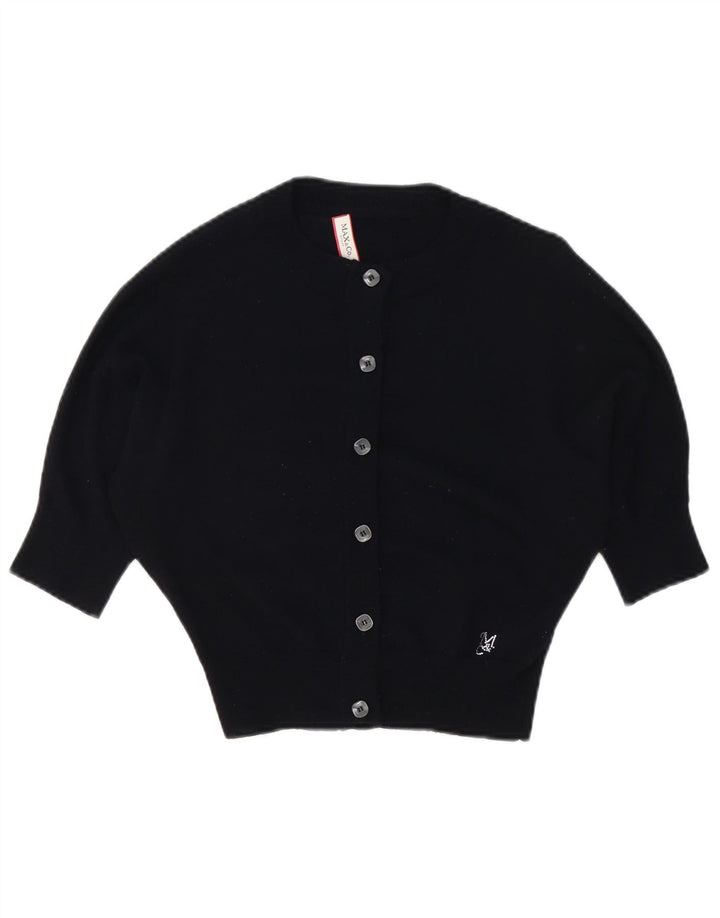 Max & Co. Dame 3/4-ærmet cardigantrøje UK 14 Medium Sort Uld